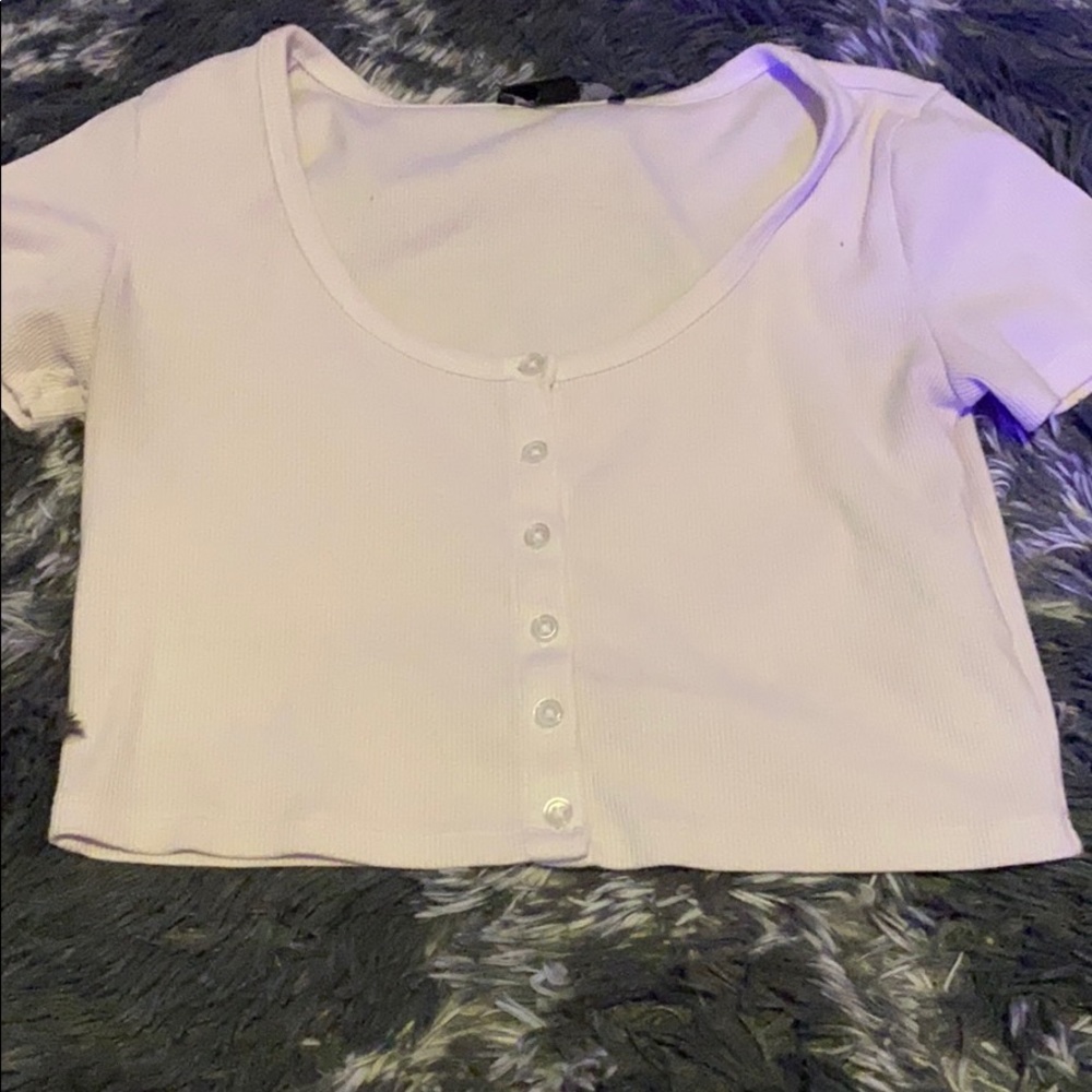 white button up crop top